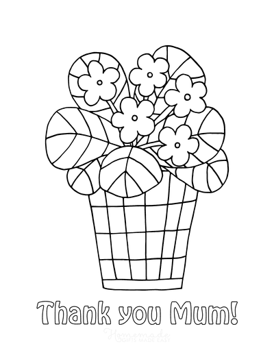Online coloring book: Coloring page thank you flowers for mom